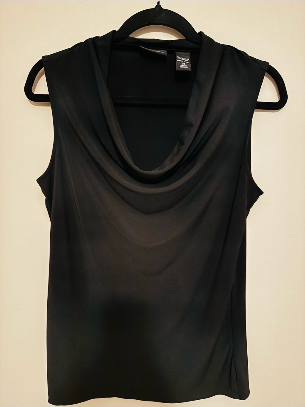 New York & Company Black Draped Cowl Neck Sleeveless Blouse